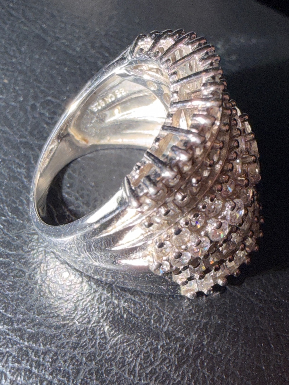 JTV Sterling Silver Multi-Row Diamond Stimulant/CZ Wide Band Ring Size 6 - Picture 5 of 8